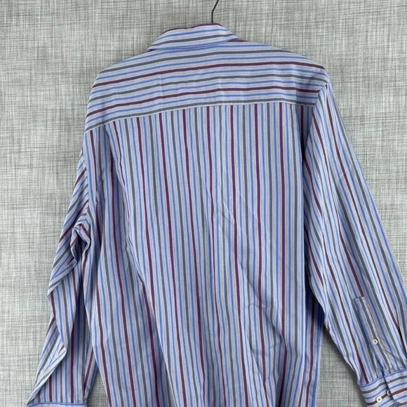 Alan Flusser Shirt Long Sleeve Button Down Mens XL striped 0200 - Picture 5 of 7
